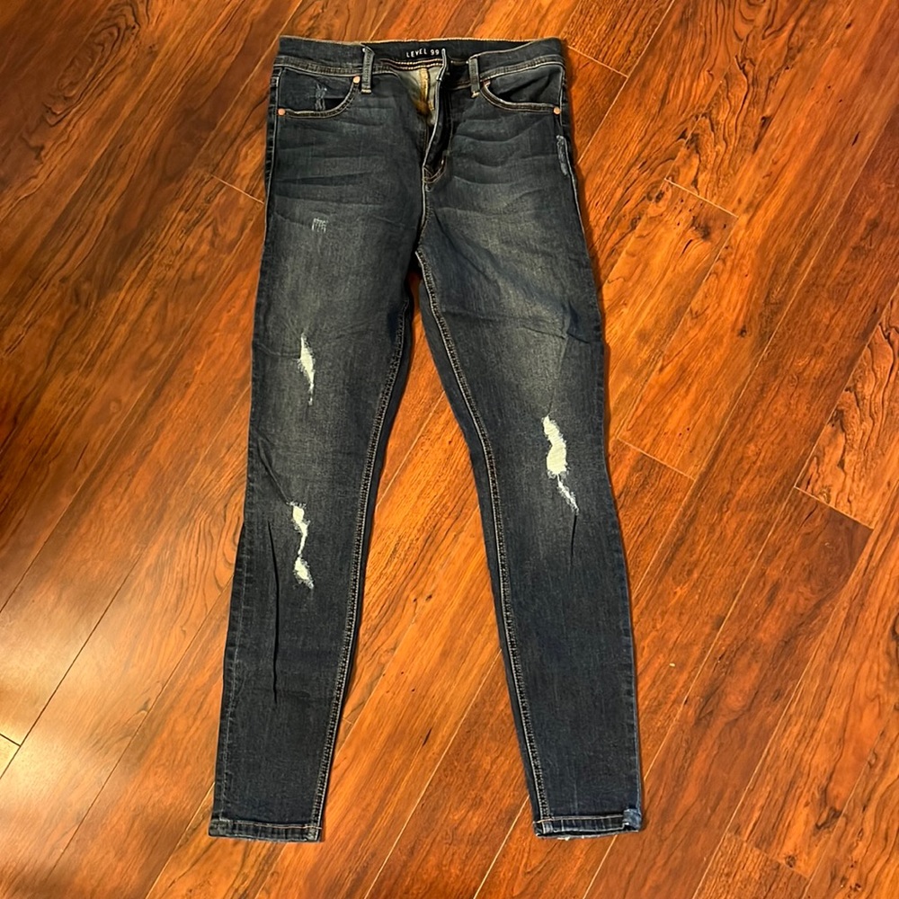 Level 99 High Rise Skinny Lilah Distressed Jeans